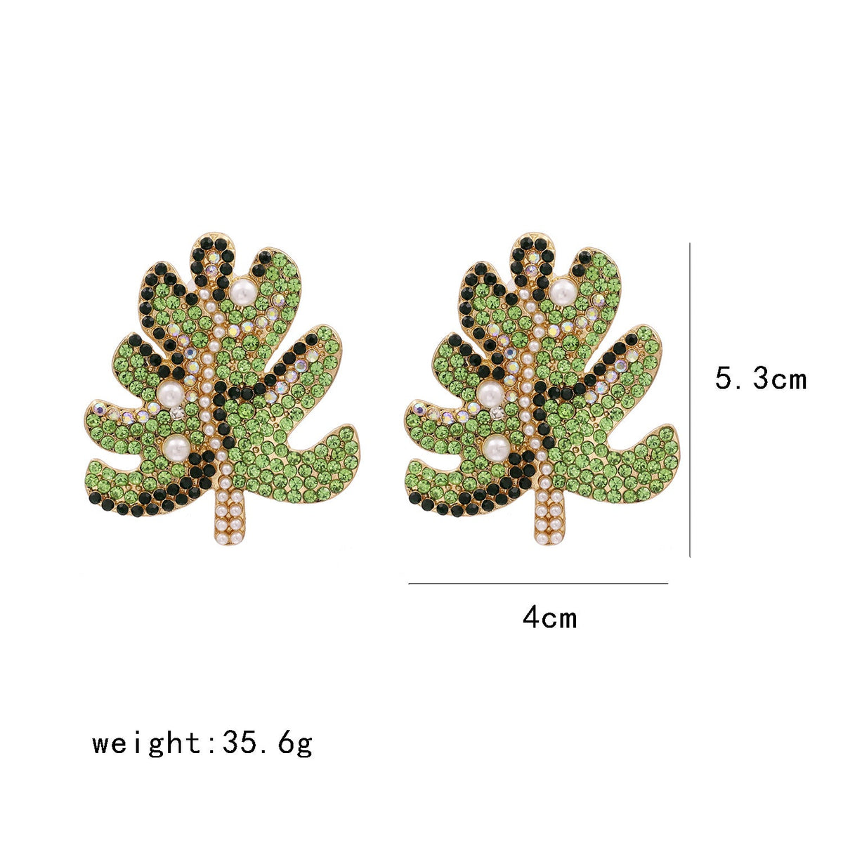 Leaf Rhinestone Stud Earrings E5136