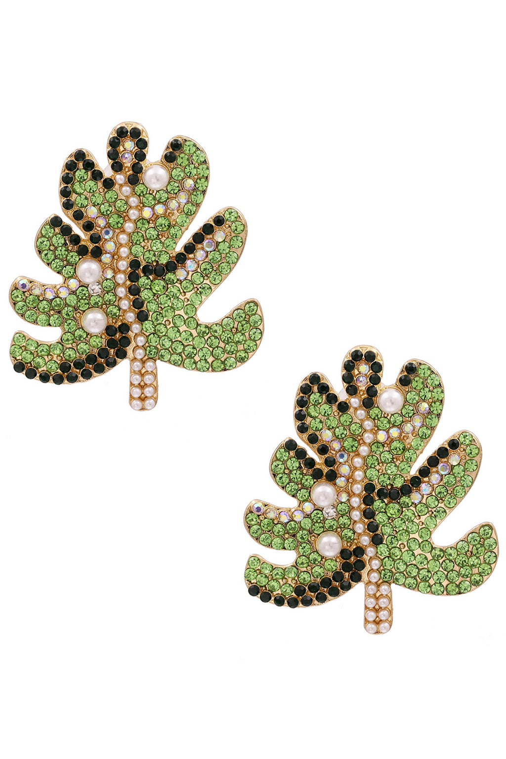 Leaf Rhinestone Stud Earrings E5136