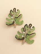 Leaf Rhinestone Stud Earrings E5136