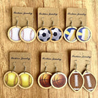 Tennis Leather Wooden Earrings E5182
