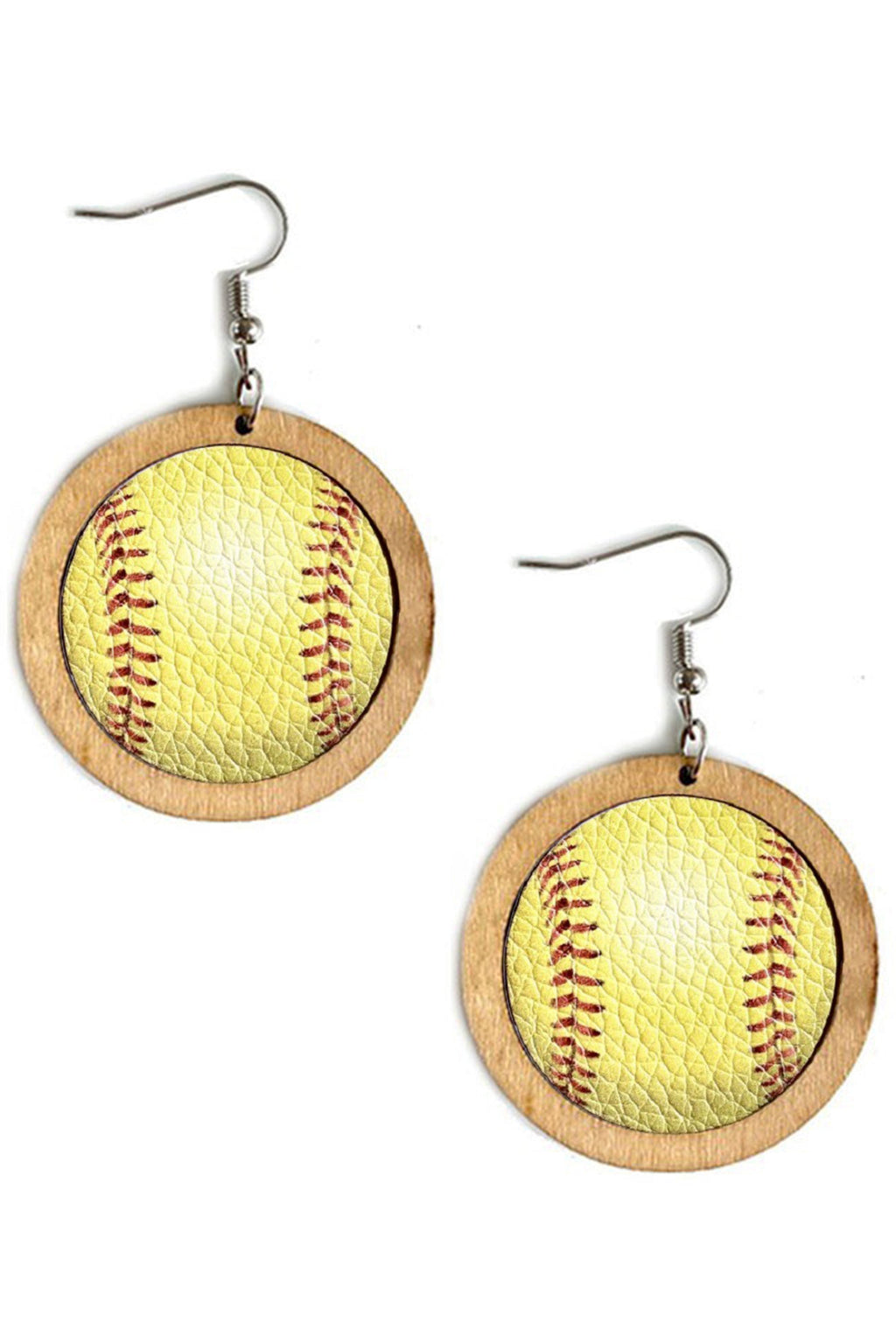 Tennis Leather Wooden Earrings E5182