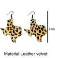 Texas Map Animal Printed Leather Earrings E5185