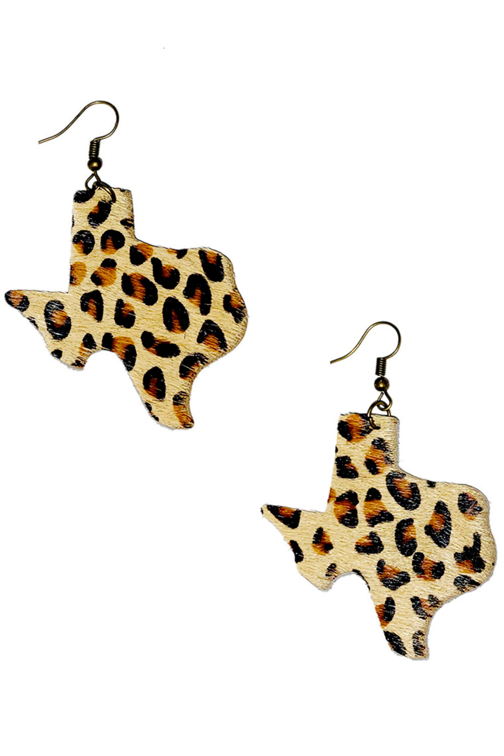 Texas Map Animal Printed Leather Earrings E5185