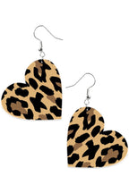 Heart Animal Printed Leather Earrings E5187