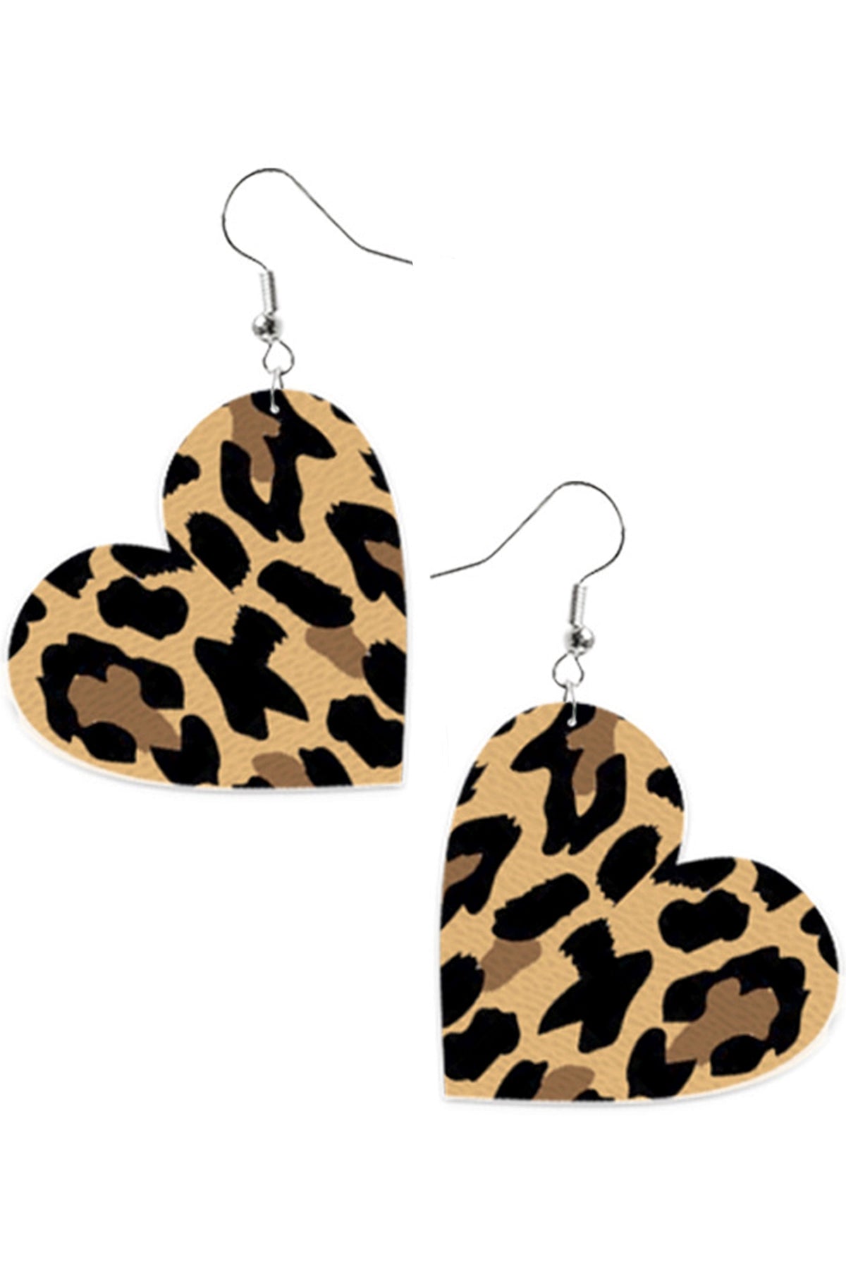 Heart Animal Printed Leather Earrings E5187
