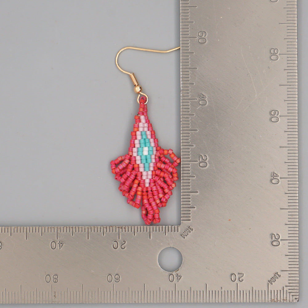 Diamond Seed Bead Tassel Earrings E5192