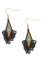 Diamond Seed Bead Tassel Earrings E5192