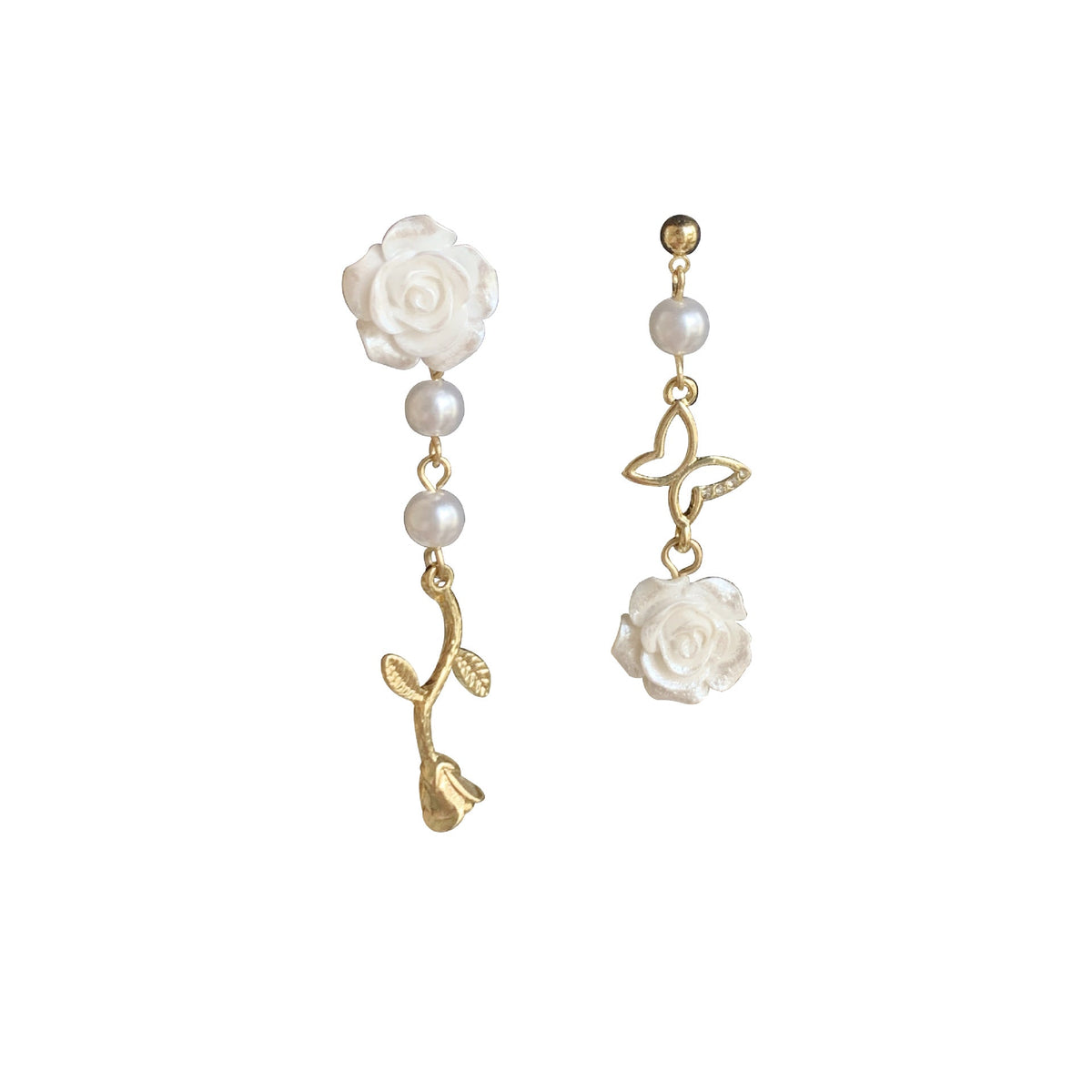 Rose Buttery Chain Clip On Earrings E5203