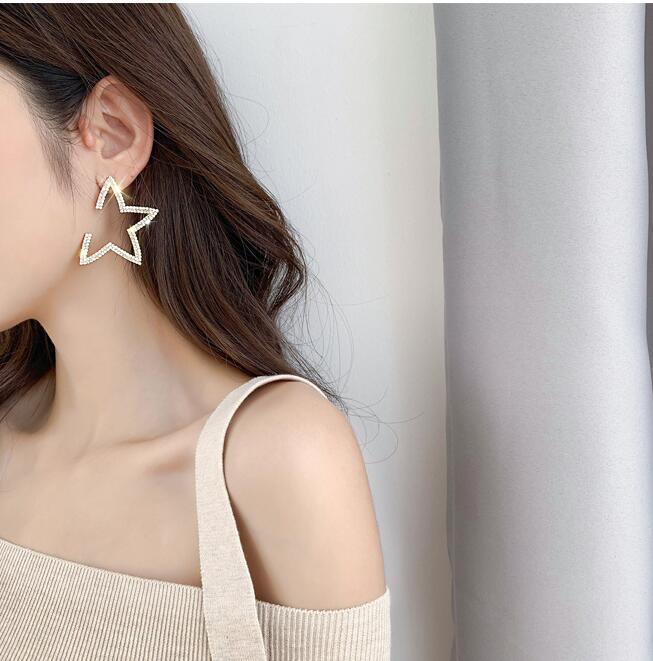 Star Rhinestone Hoop Earrings E5246