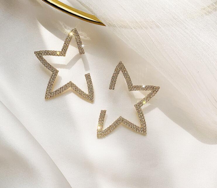 Star Rhinestone Hoop Earrings E5246