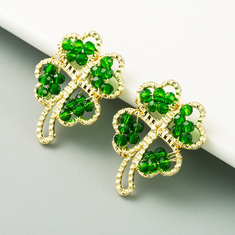 Clover Rhinestone Stud Earrings E5287