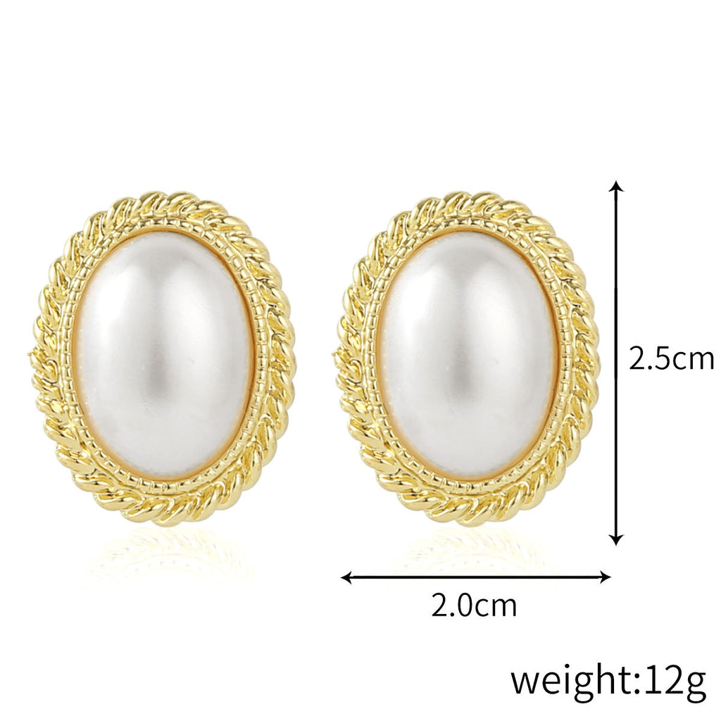 Oval Pearl Stud Earrings E5295