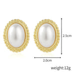 Oval Pearl Stud Earrings E5295