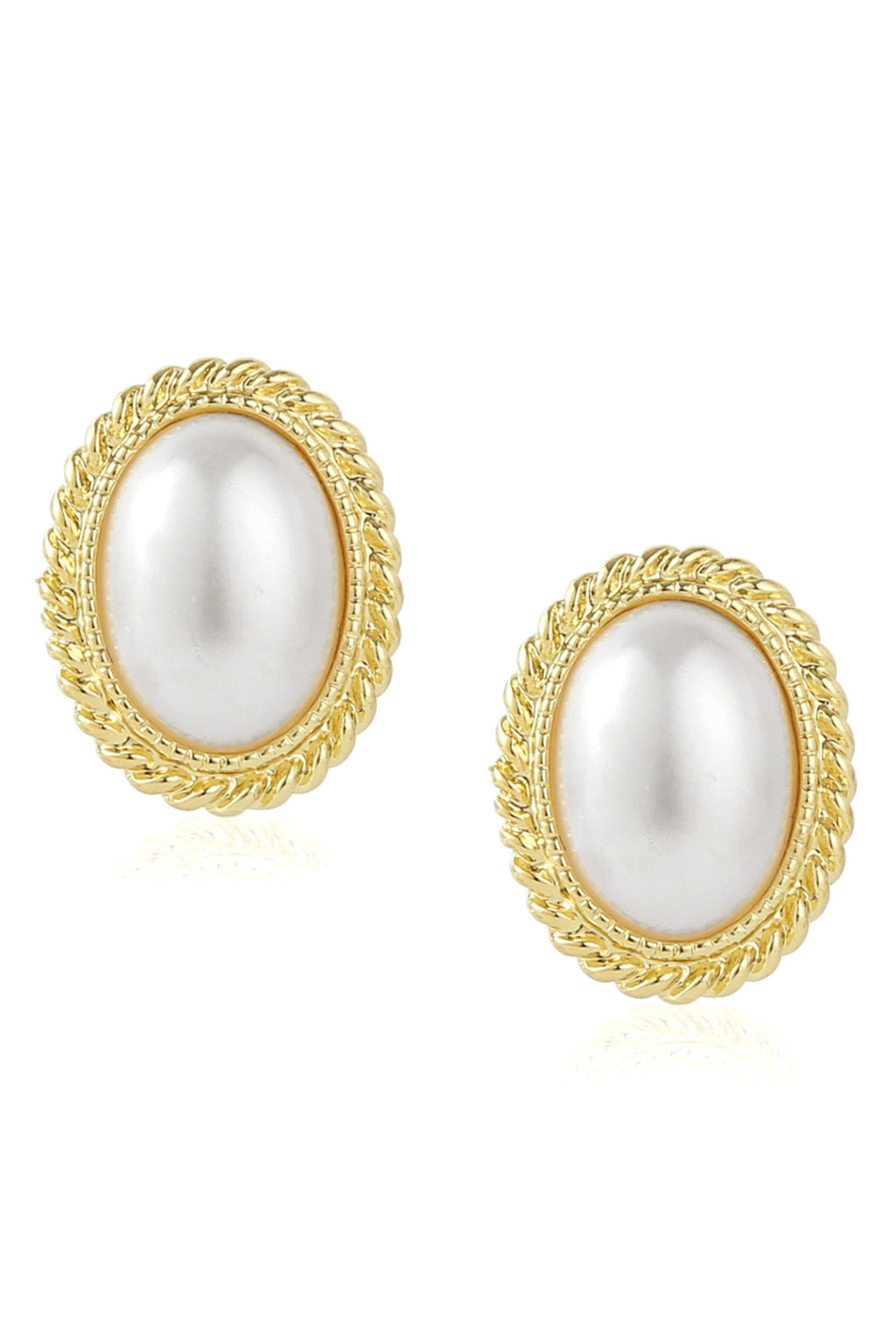 Oval Pearl Stud Earrings E5295