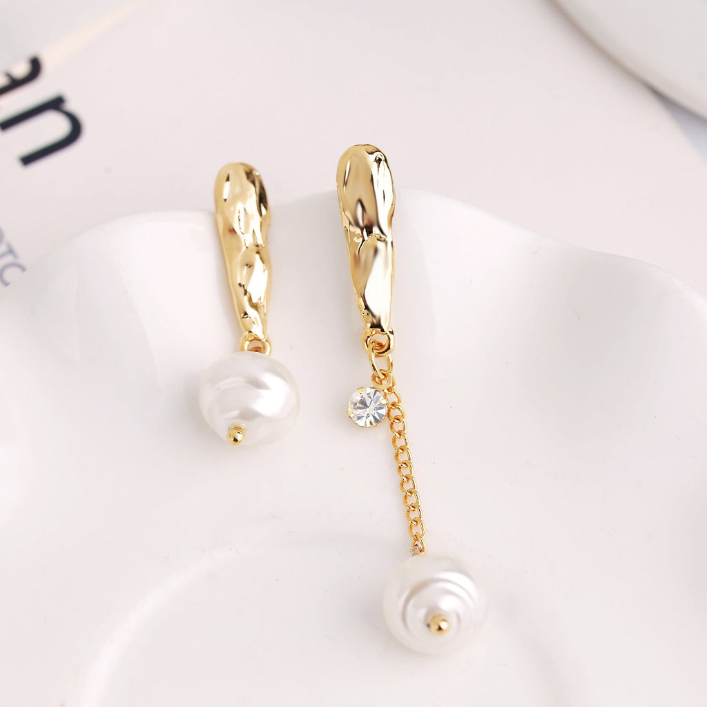 Irregular Pearl Asymmetrical Earrings E5297