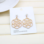 Camellia Flower Pearl Earrings E5325