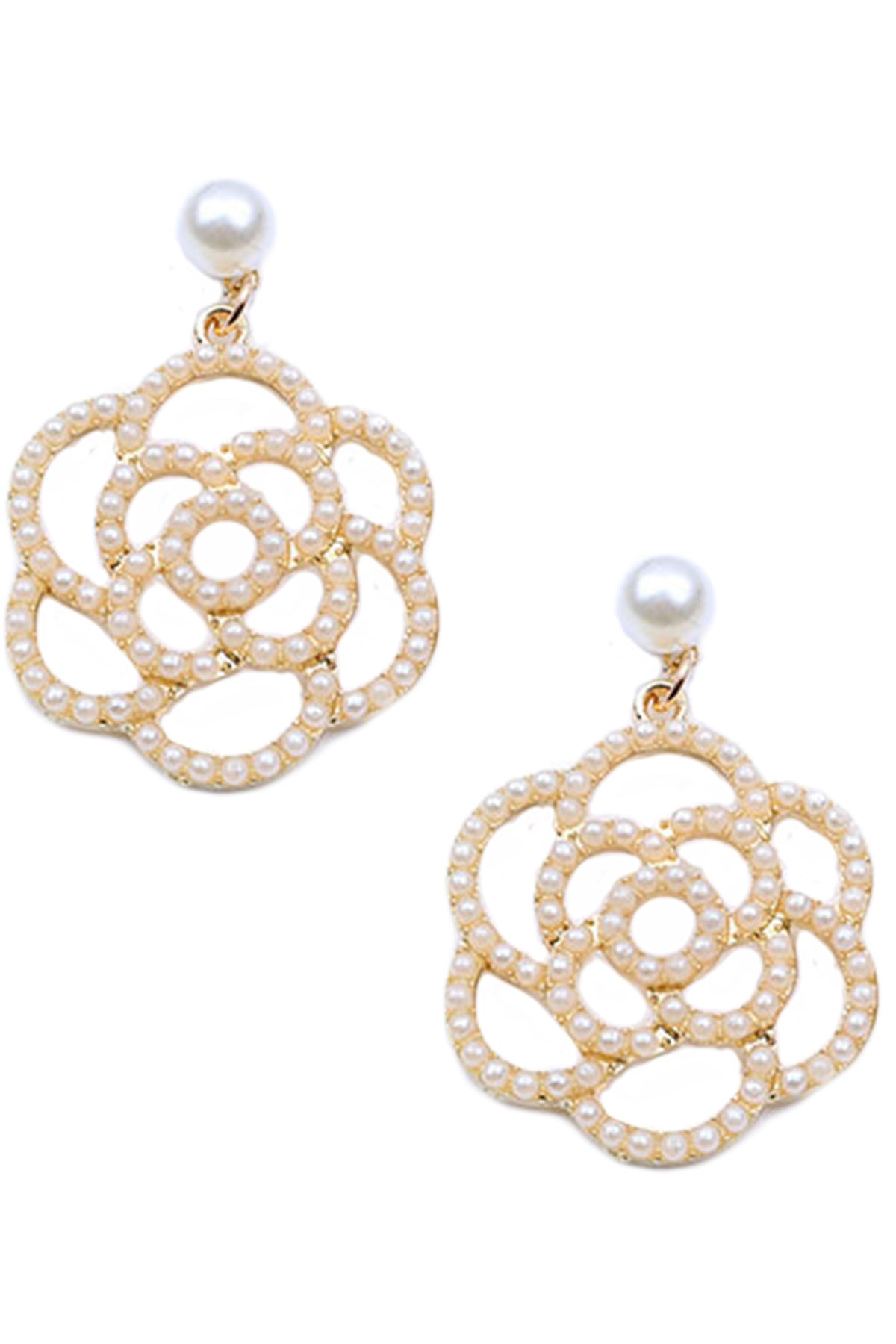 Camellia Flower Pearl Earrings E5325