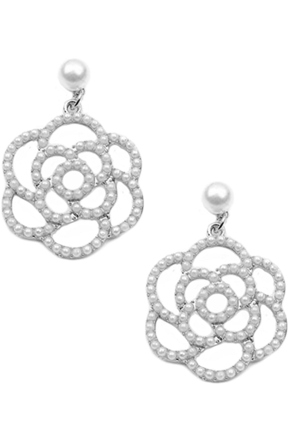 Camellia Flower Pearl Earrings E5325
