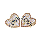 LOVE Heart Rhinestone Stud Earrings E5336