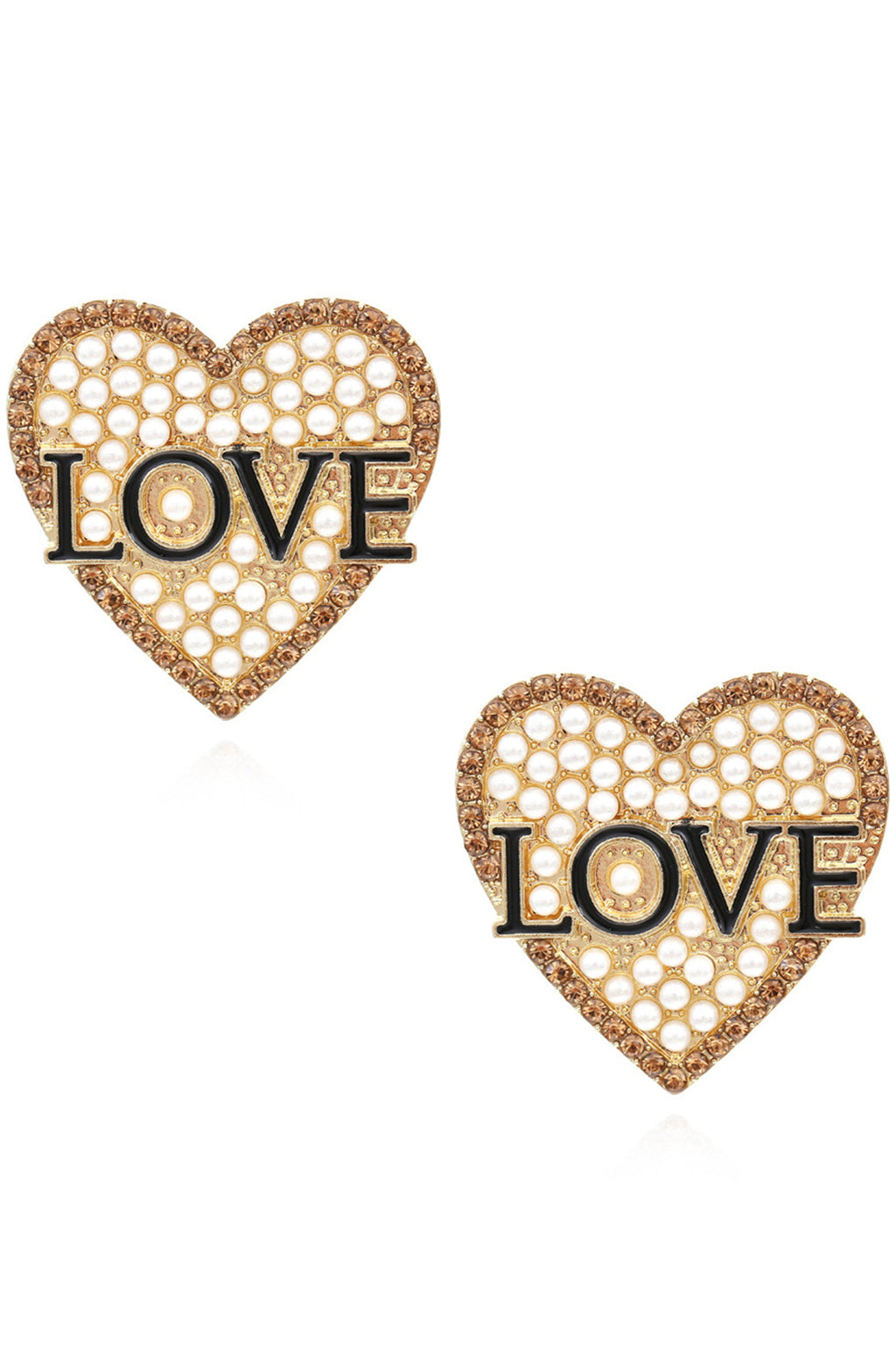 LOVE Heart Rhinestone Stud Earrings E5336
