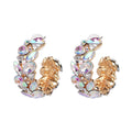 Leaf Rhinestone Hoop Earrings E5339