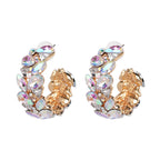 Leaf Rhinestone Hoop Earrings E5339