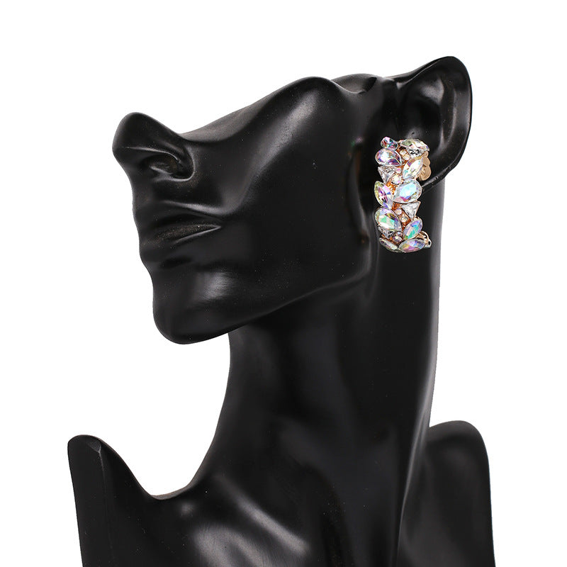 Leaf Rhinestone Hoop Earrings E5339