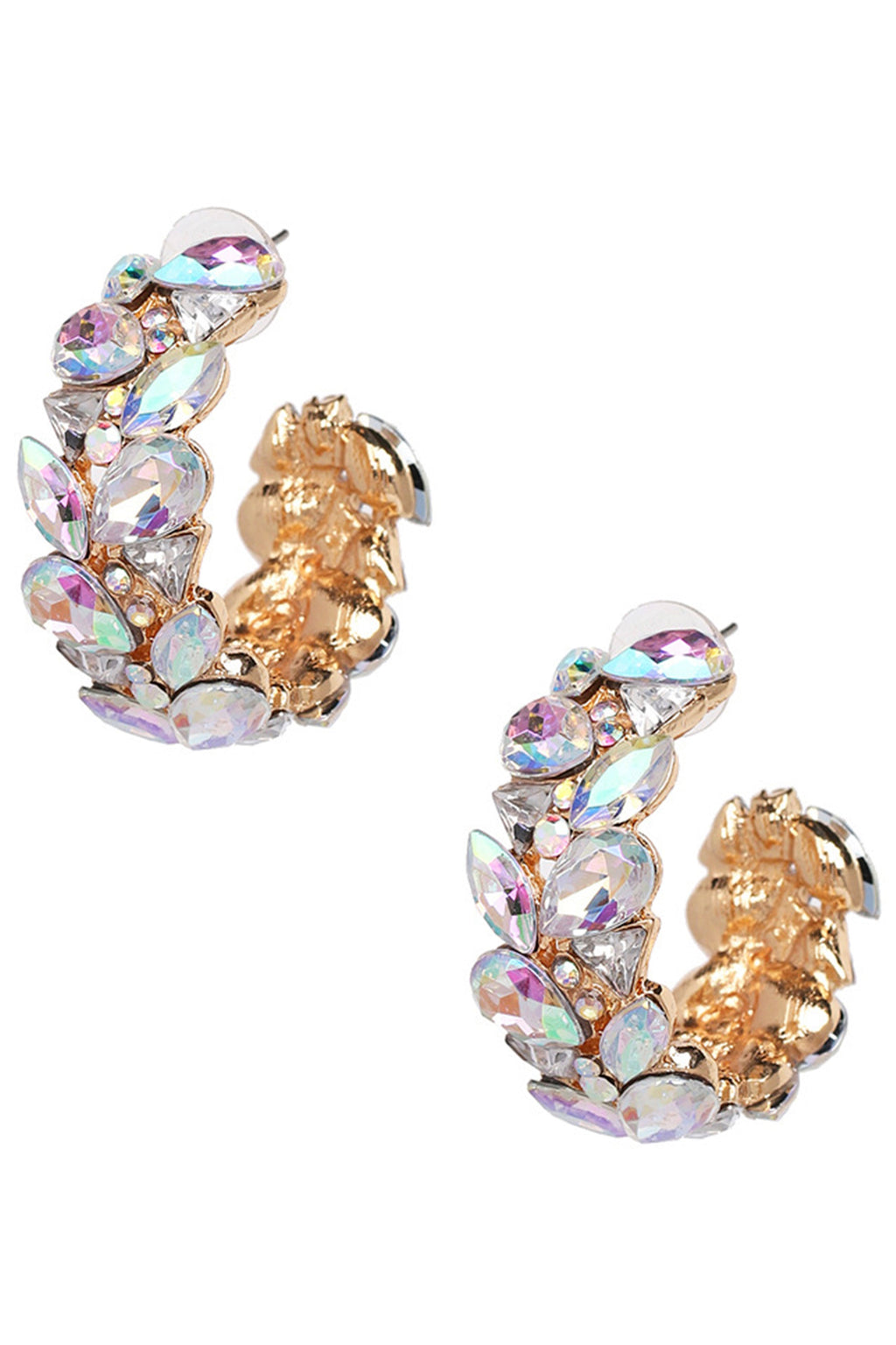 Leaf Rhinestone Hoop Earrings E5339