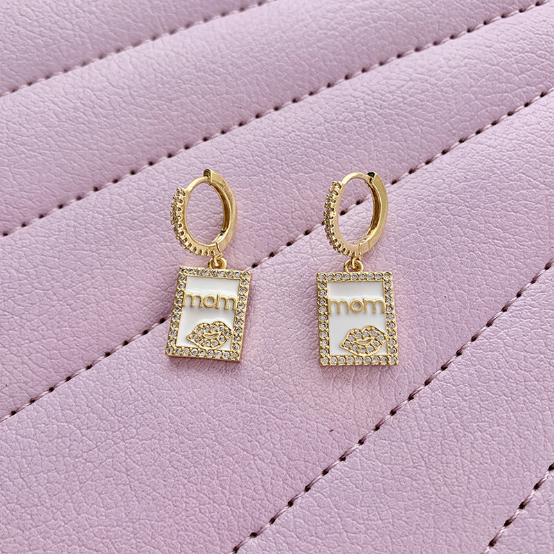 MOM Square Zircon Earrings Earrings E5365