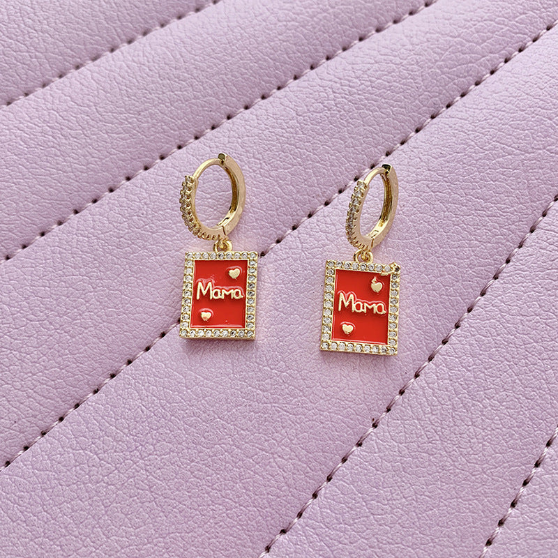 MOM Square Zircon Earrings Earrings E5365