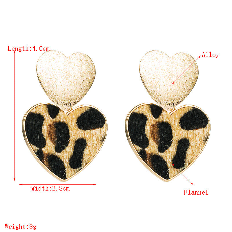 Heart Animal Printed Alloy Earrings E5395