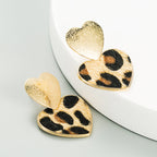 Heart Animal Printed Alloy Earrings E5395