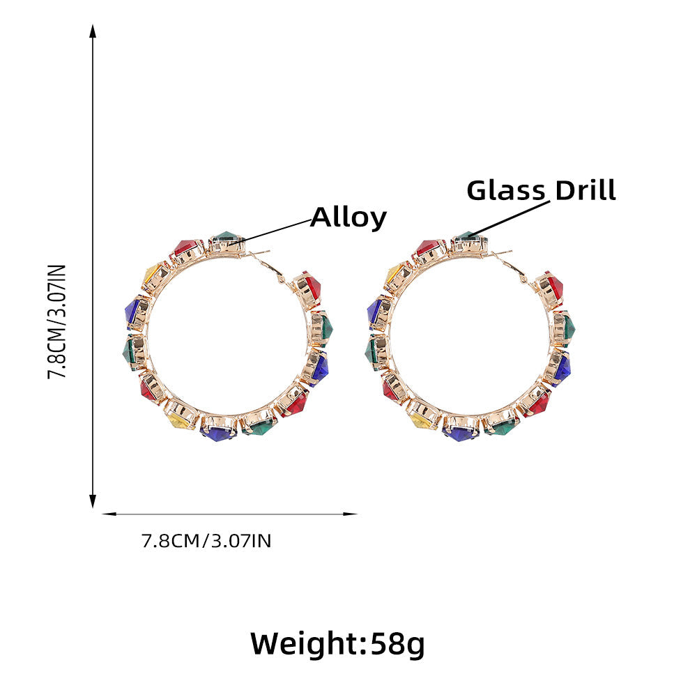 Circle Glass Drill Hoop Earrings E5612