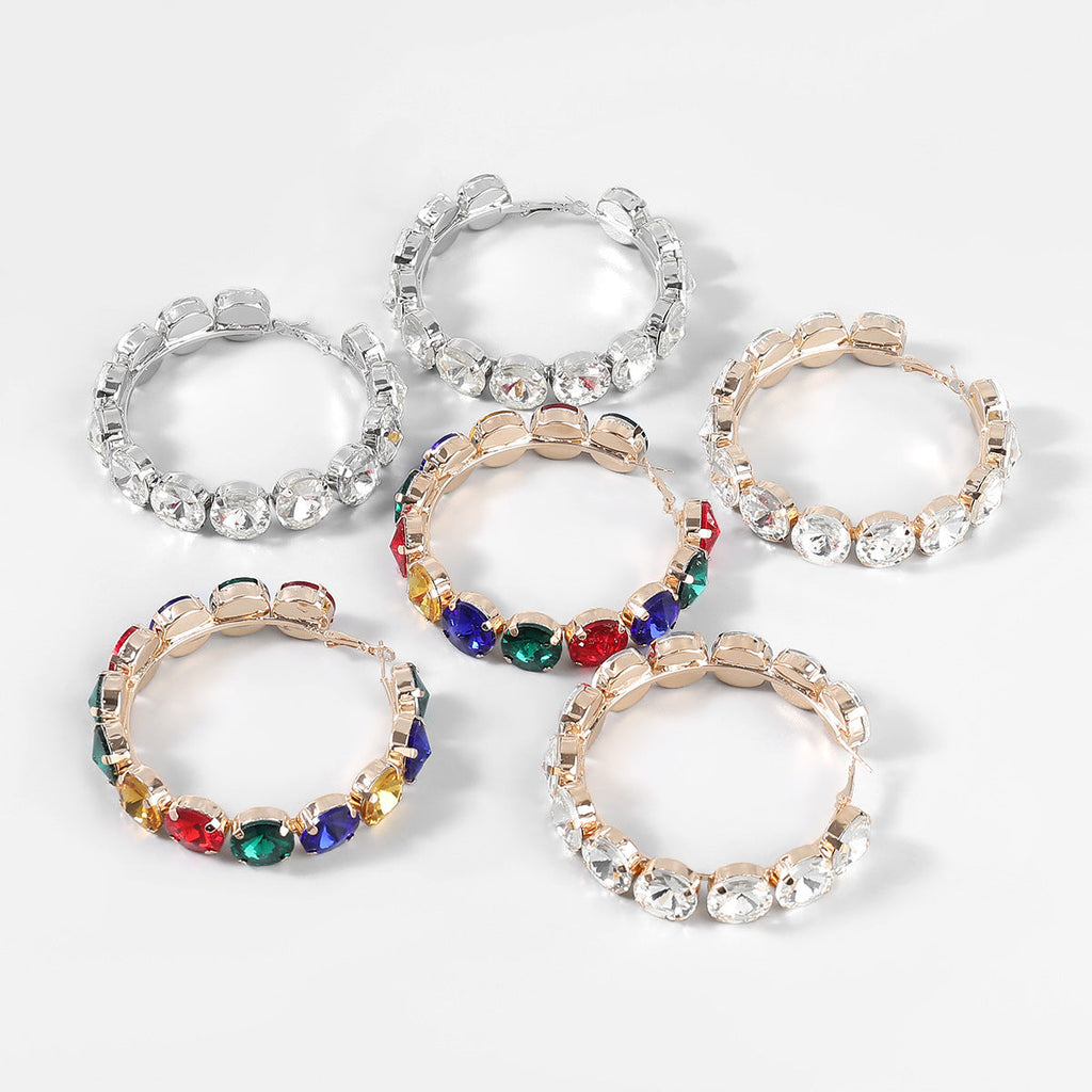 Circle Glass Drill Hoop Earrings E5612