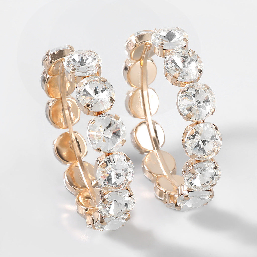 Circle Glass Drill Hoop Earrings E5612