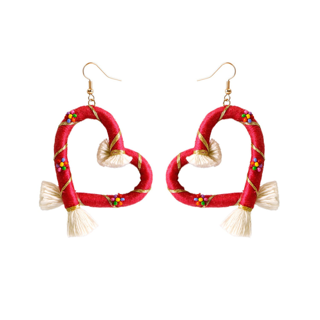 Heart Braided Tassel Earrings E5783