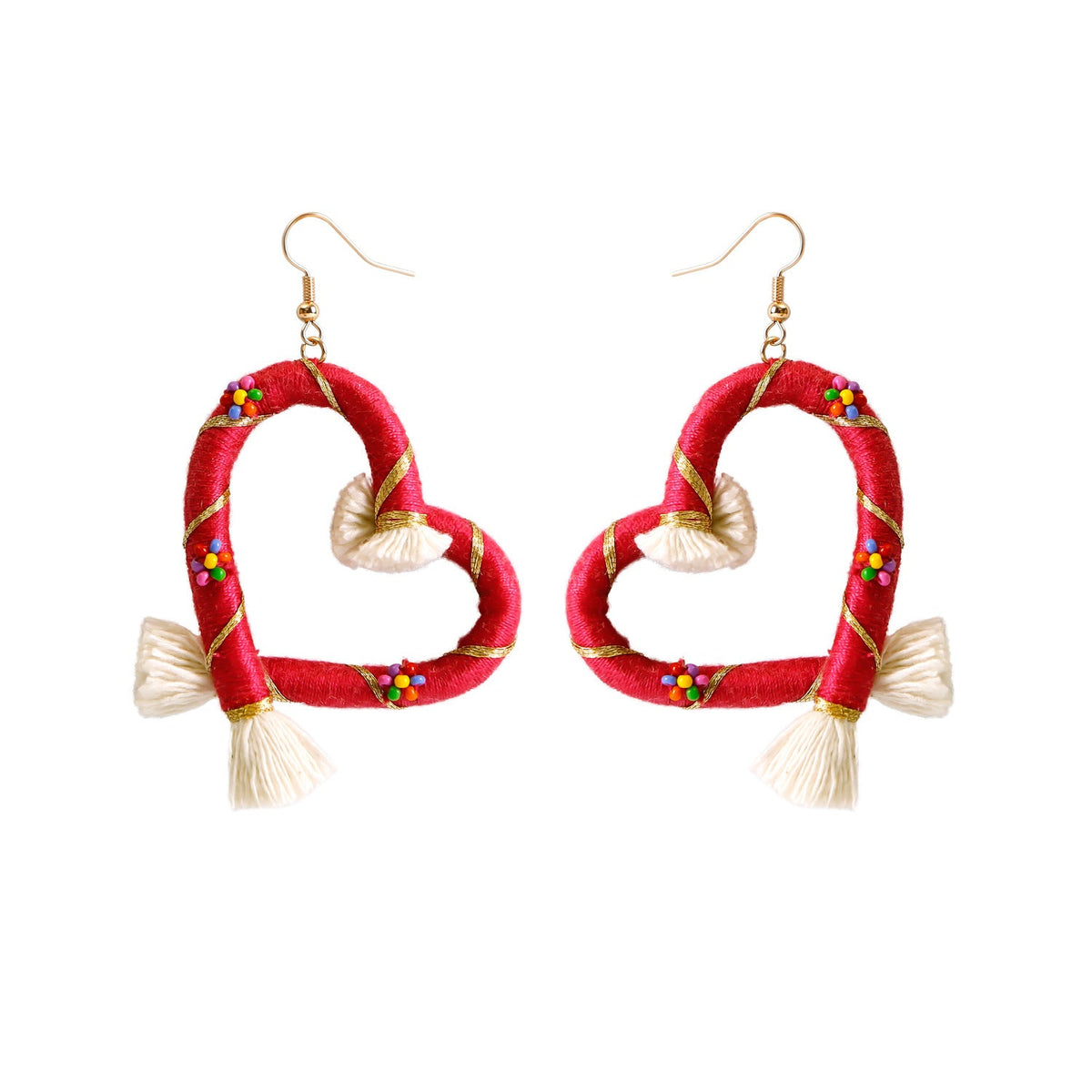 Heart Braided Tassel Earrings E5783