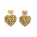 Animal Printed Heart Acrylic Earrings E5831