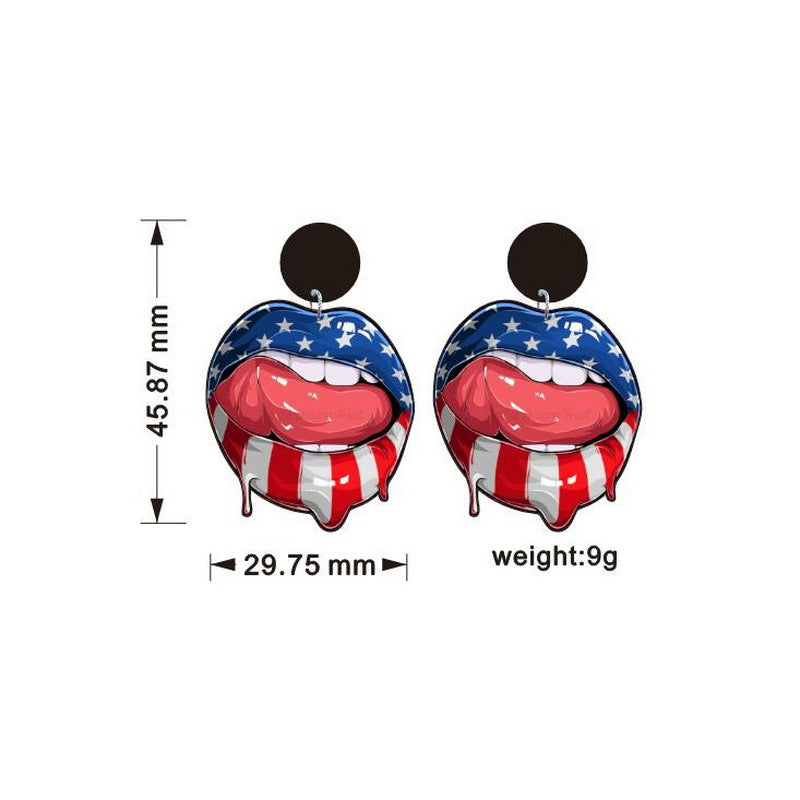 Mouth American Flag Acrylic Earrings E5976