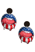 Mouth American Flag Acrylic Earrings E5976