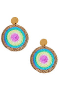 Disc Shaped Rattan Earrings E6074