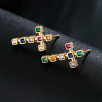 Cross Cubic Zirconia Stud Earrings E6100