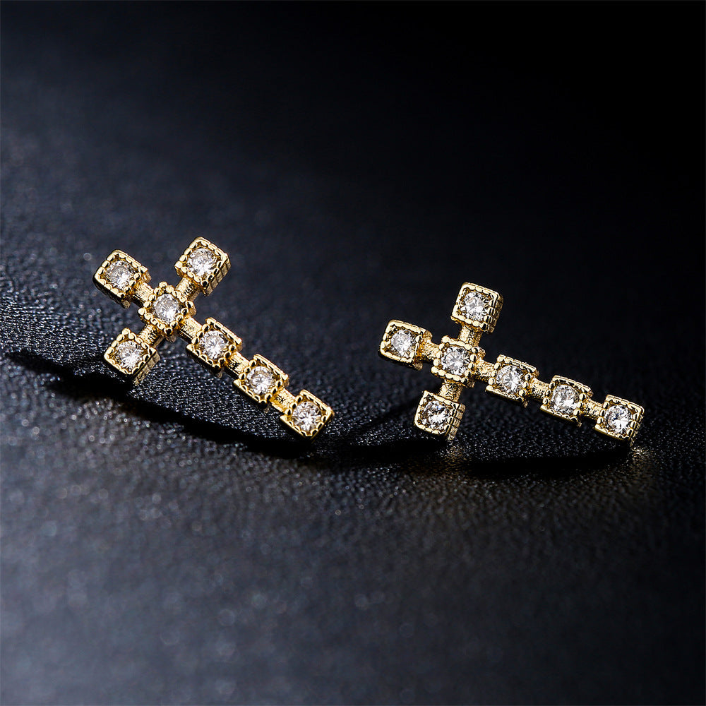 Cross Cubic Zirconia Stud Earrings E6100