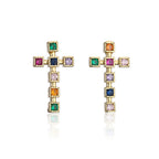 Cross Cubic Zirconia Stud Earrings E6100
