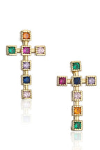 Cross Cubic Zirconia Stud Earrings E6100