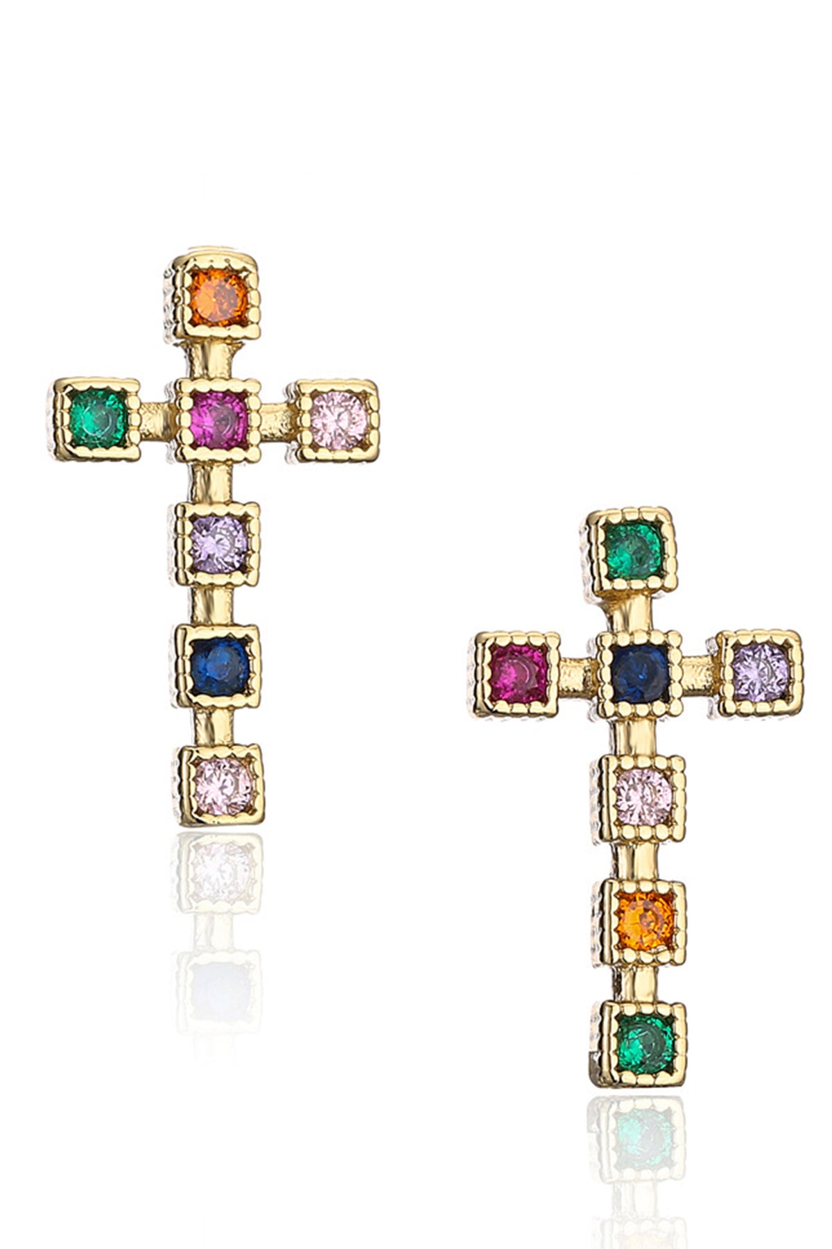 Cross Cubic Zirconia Stud Earrings E6100