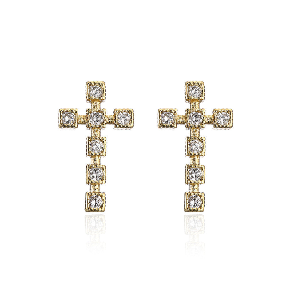 Cross Cubic Zirconia Stud Earrings E6100
