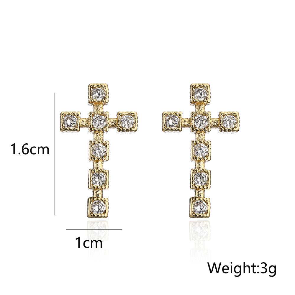 Cross Cubic Zirconia Stud Earrings E6100