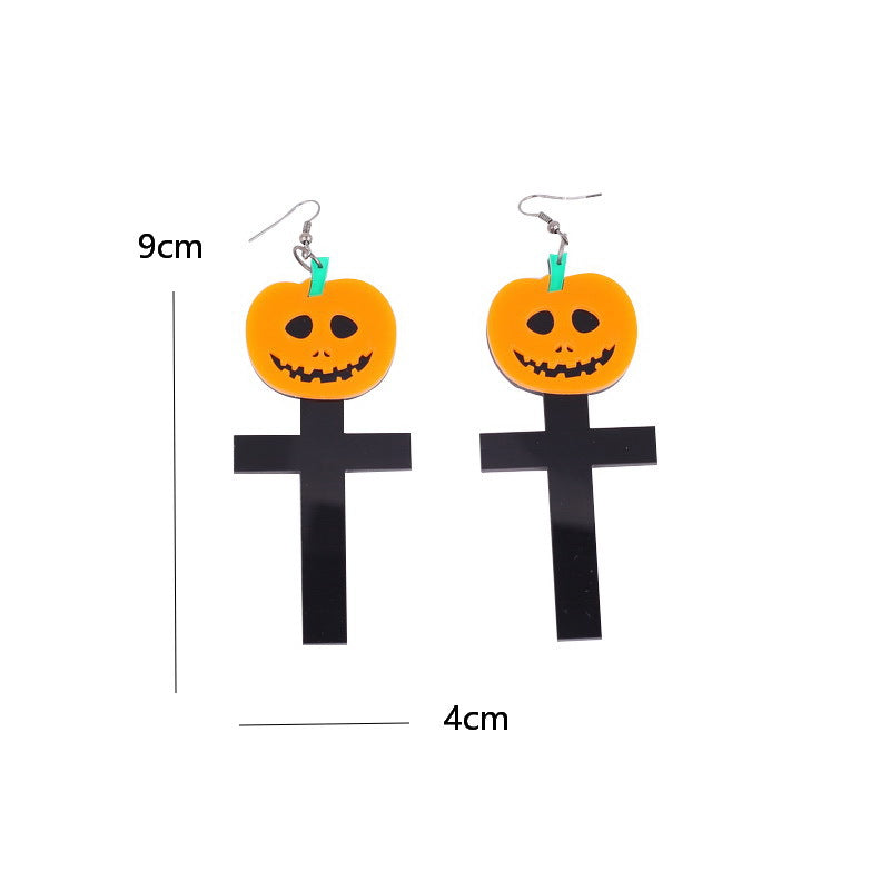 Pumpkin Cross Acrylic Earrings E6306