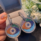 Evil Eye Disc Cubic Zirconia Earrings E6400